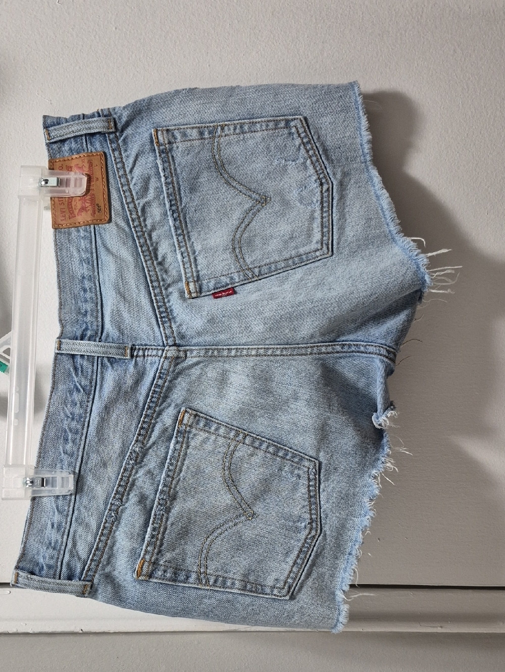 Levi's Light Blue High-Rise Cutoff Denim Shorts - Picture 3 of 6